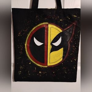 Handpainted Deadpool & Wolverine Tote Bag